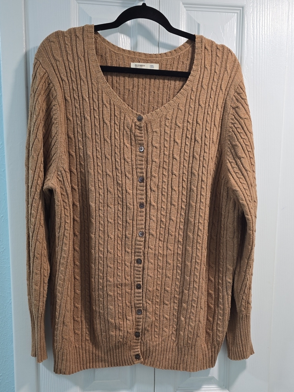 Old Navy Women's Tan Cable Knit Button-Front Cardigan